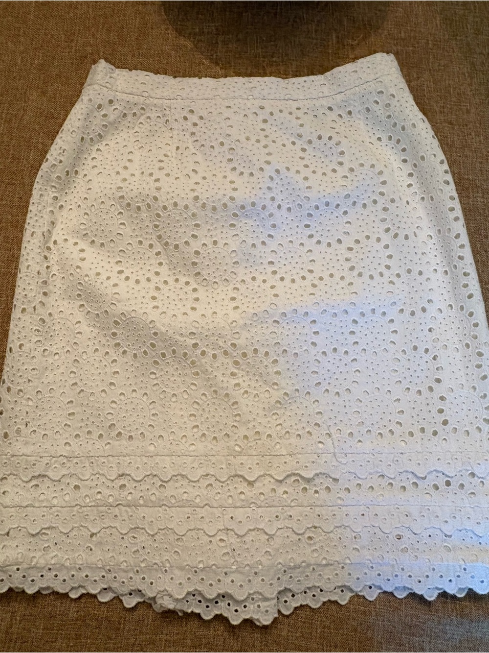 BCBG Maxazria White Eyelet Embroidered Lace Lined Skirt Size 4